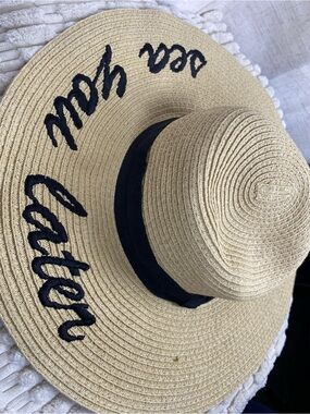 Sea You Later Straw Sun Hat Wide Floppy Brim Embroidered Beach Vacation Hat
